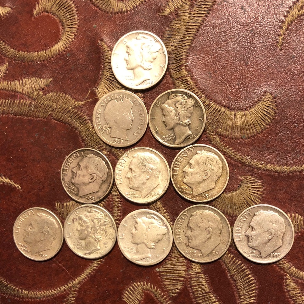 Silver American dimes/coins